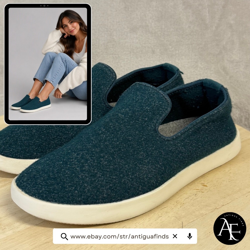 Allbirds Wool Loungers Teal Blue Merino Wool Slip On Shoes Womens 9 WL NV1